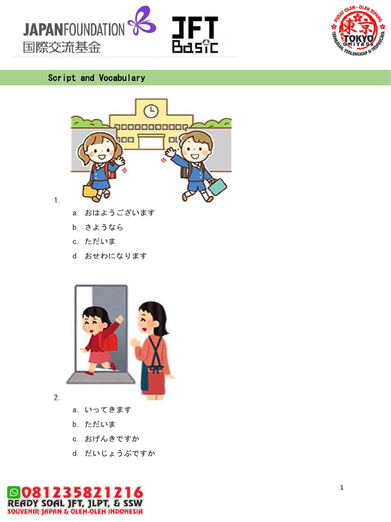 Persiapan JFT Basic Volume 5 | PDF