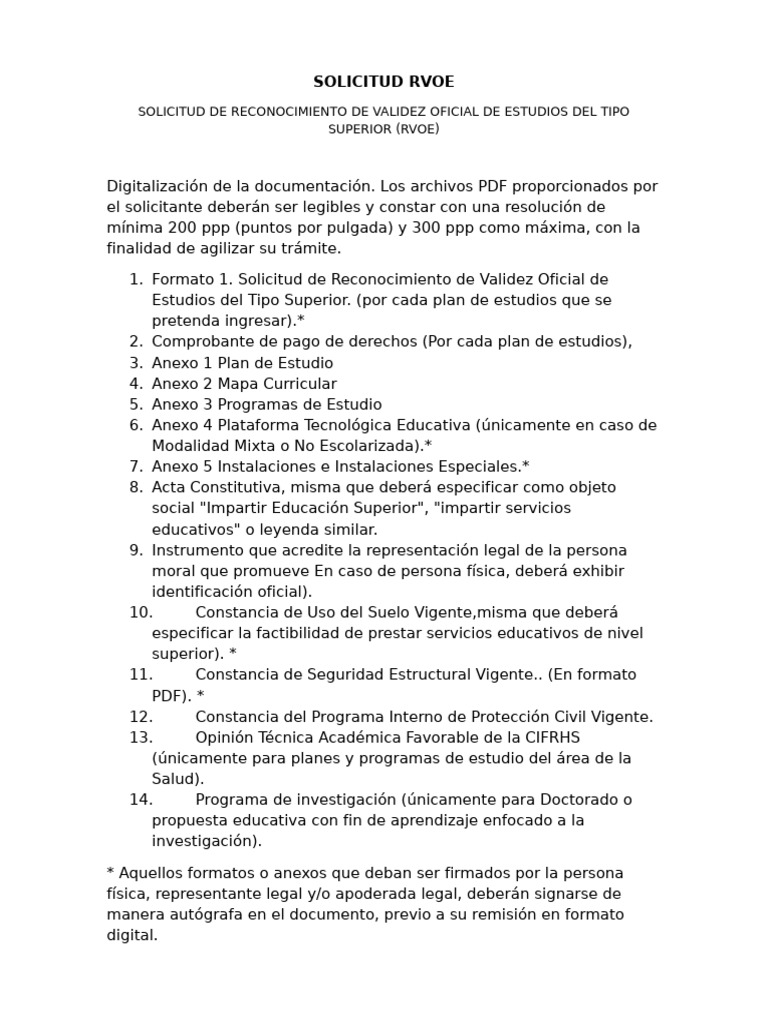Solicitud Rvoe | PDF