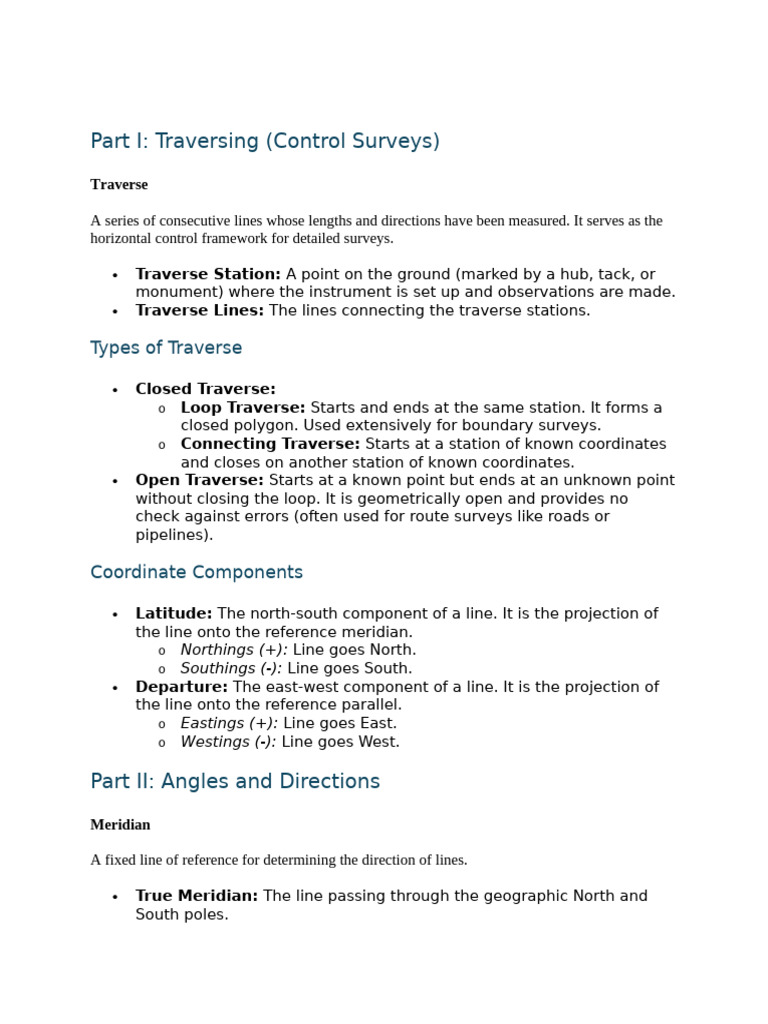 Traverse Surveys: Types and Techniques | PDF | Contour Line | Surveying