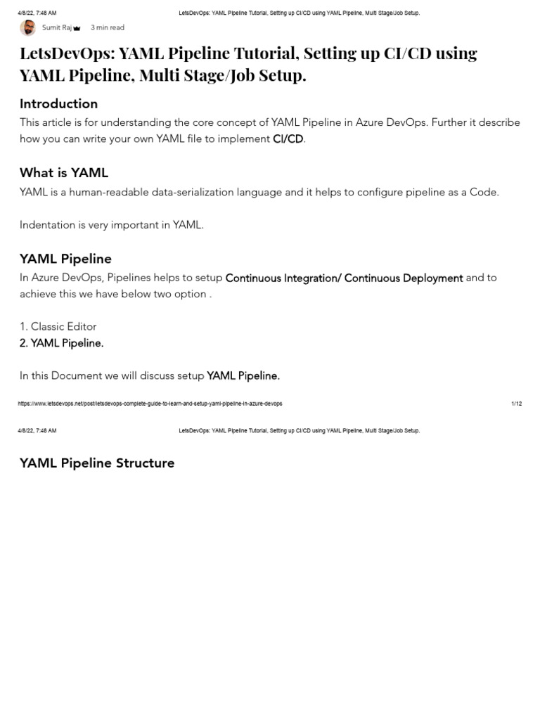 YAML Pipeline CI/CD Setup Guide | PDF | Software Development | Software
