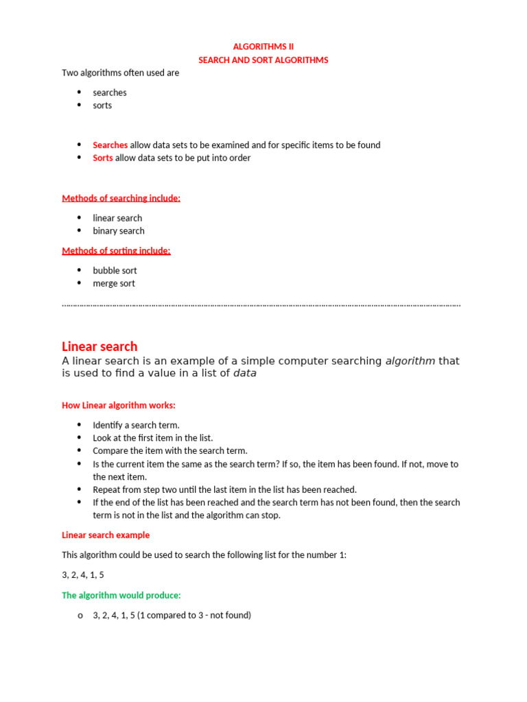 Search and Sort Algorithms Explained | PDF | Computer Programming ...