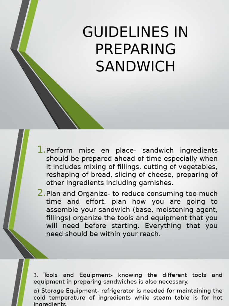 Sandwich Preparation Guidelines | PDF