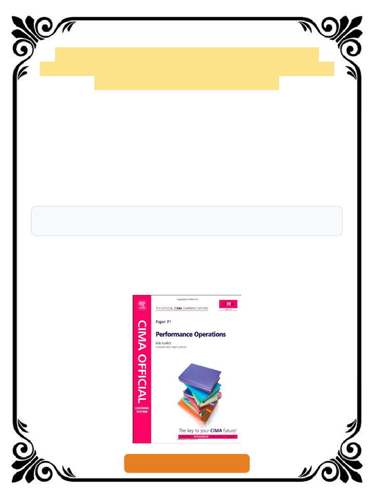 CIMA Official Learning System Performance Operations Sixth Edition ...