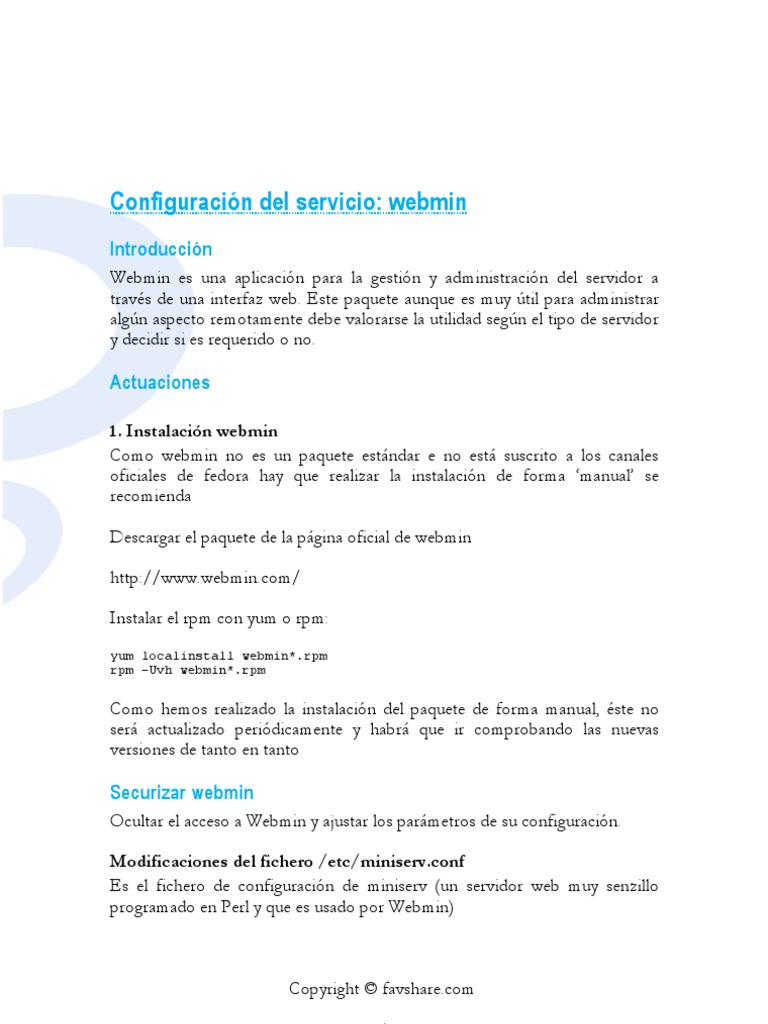 Configuracion Del Servicio Webmin | PDF | Perl | Biblioteca (informática)