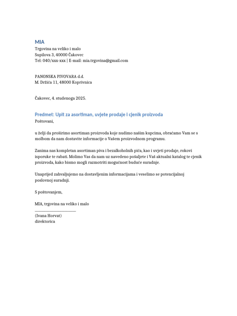 MIA Upit | PDF