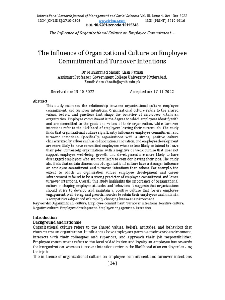 Impact of Culture on Employee Commitment | PDF | Organizational Culture ...