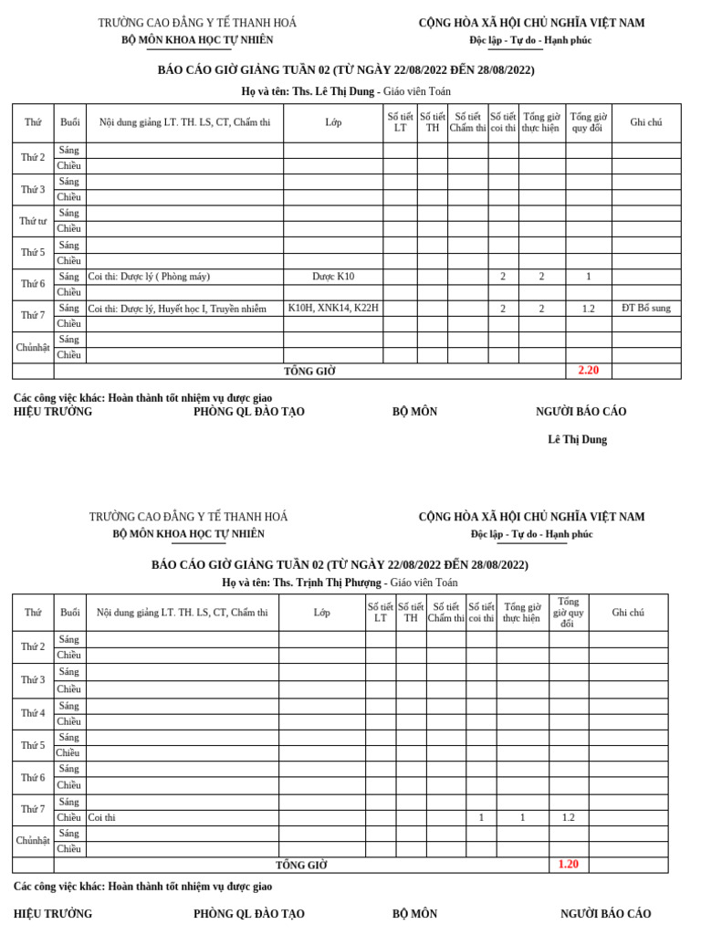 BCGG Tuan (Mẫu) | PDF
