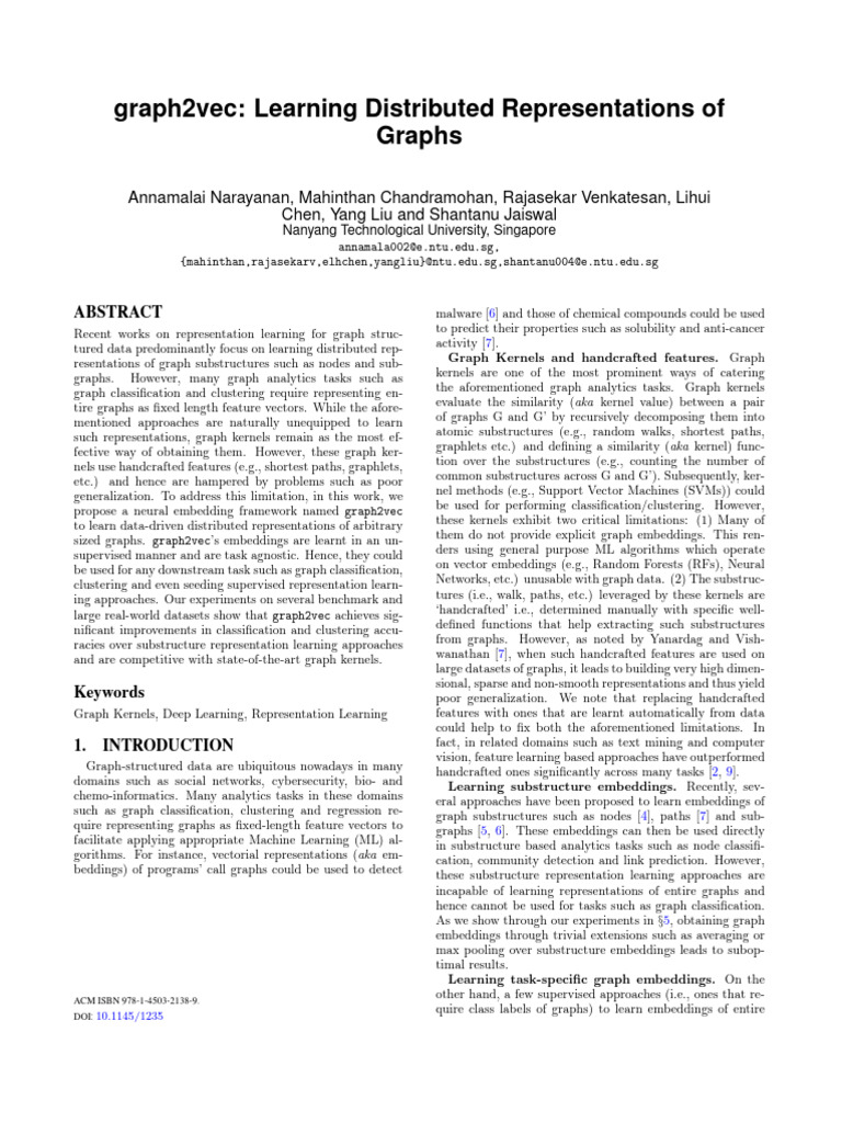 graph2vec: Distributed Graph Representations | PDF | Machine Learning ...