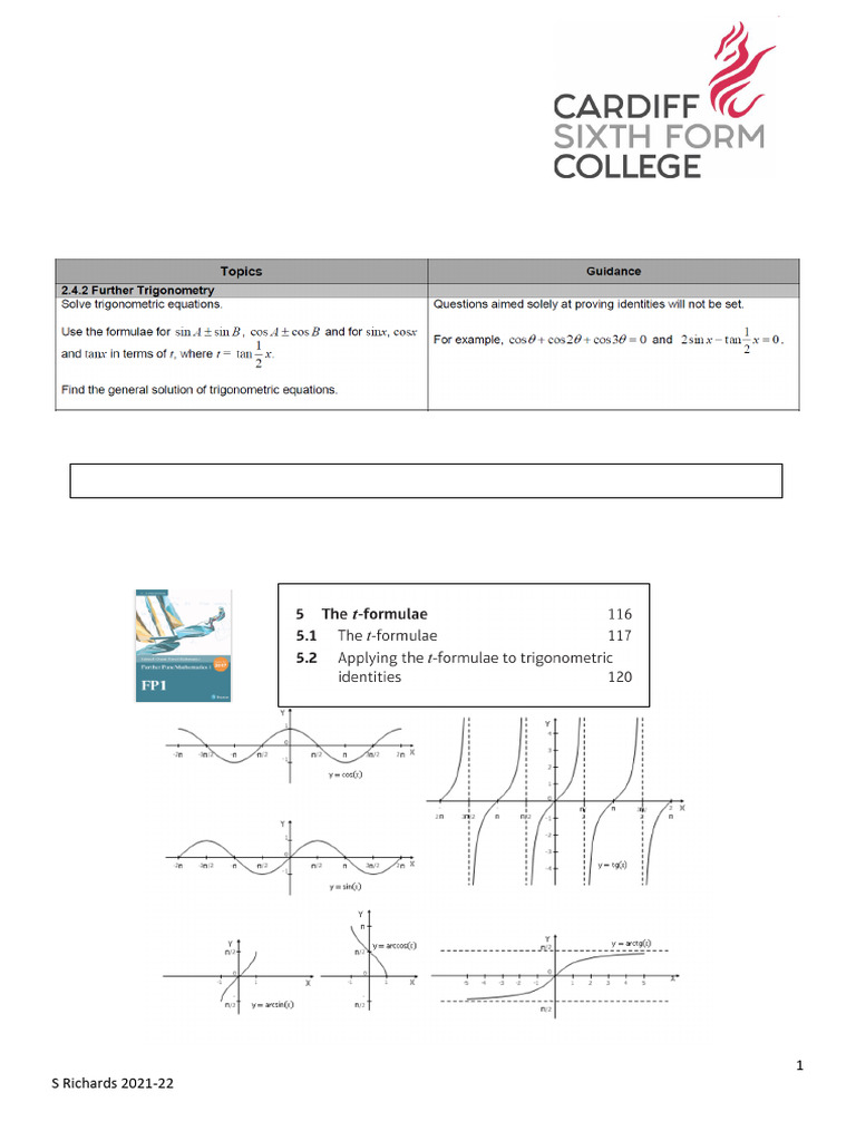Unit 4 2021 22 FM Trigonometry STUDENT Booklet | PDF | Trigonometric ...