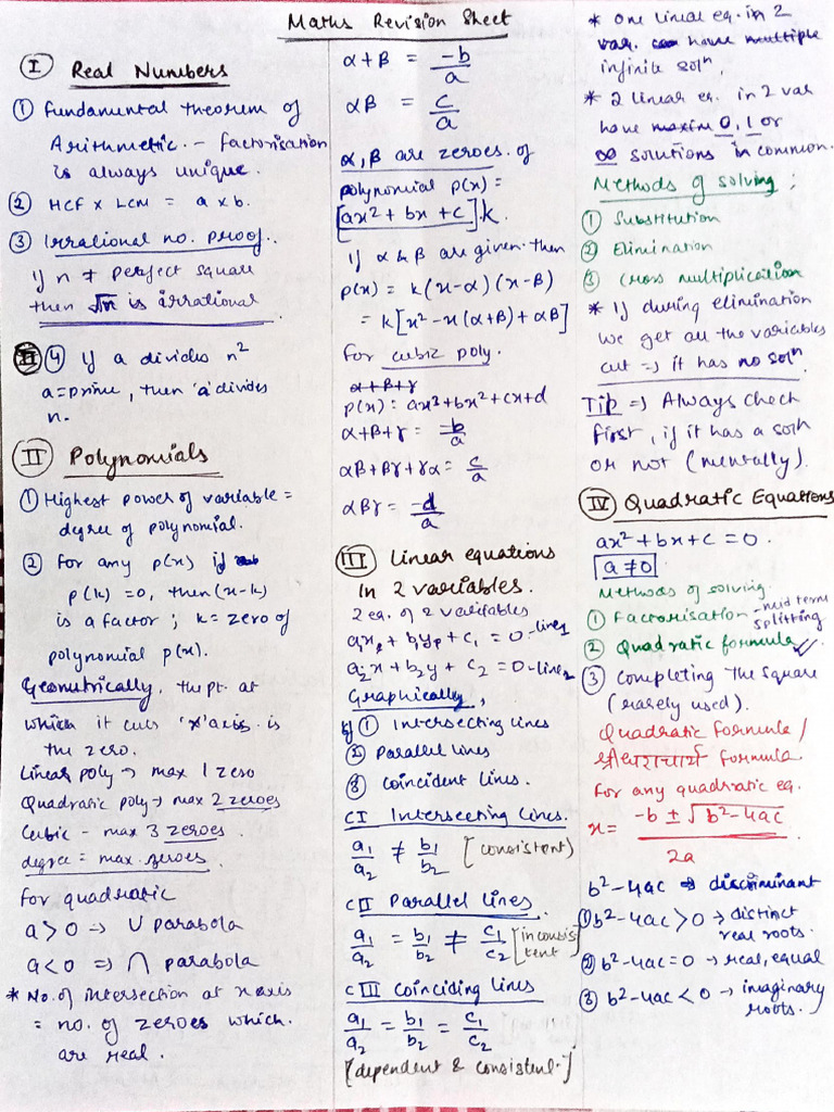 Maths Quick Revision | PDF