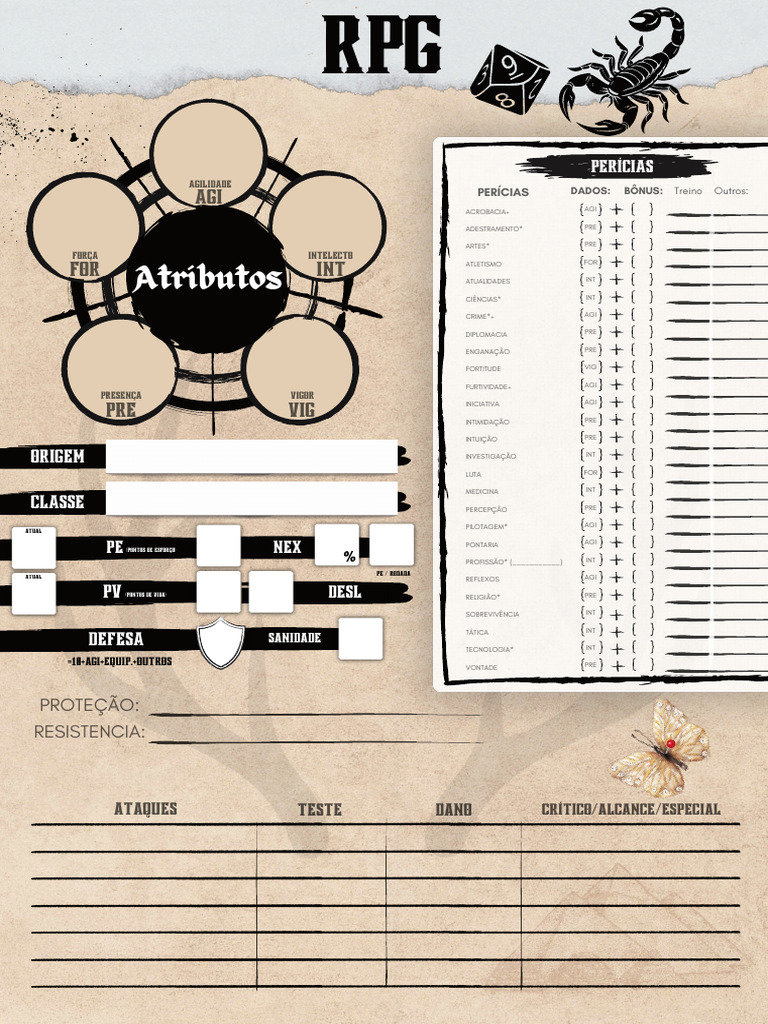 Atributos e Perícias em RPG | PDF