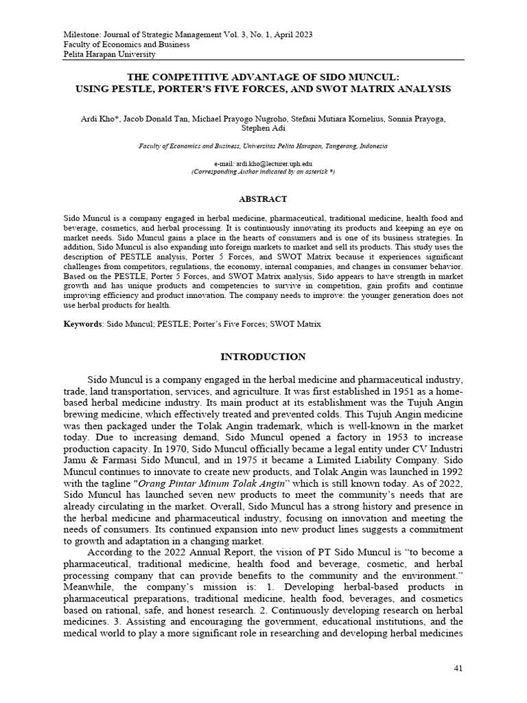 The Competitive Advantage of Sido Muncul | PDF | Swot Analysis ...