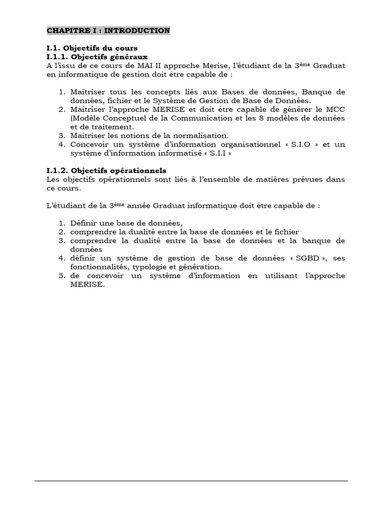 Cours sur la méthode Merise en SI | PDF | Bases de données | Informatique