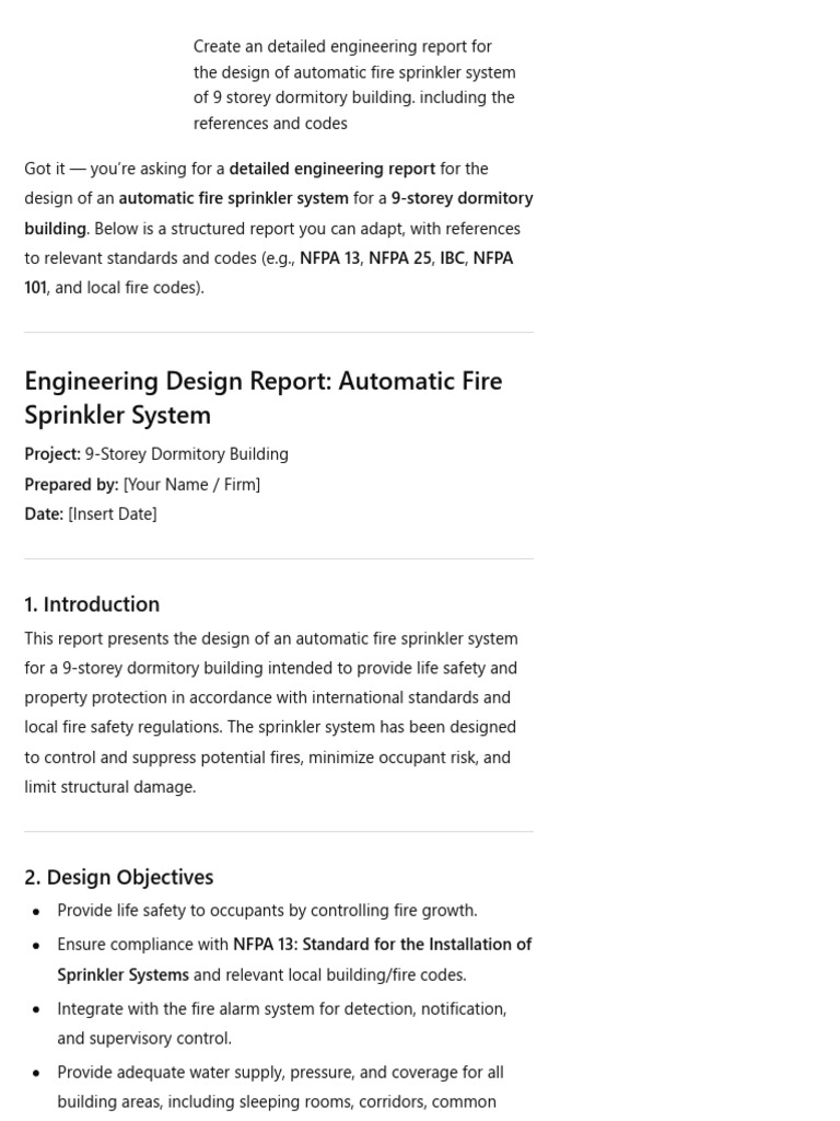 Automatic Fire Sprinkler Design Report | PDF | Fire Sprinkler System ...