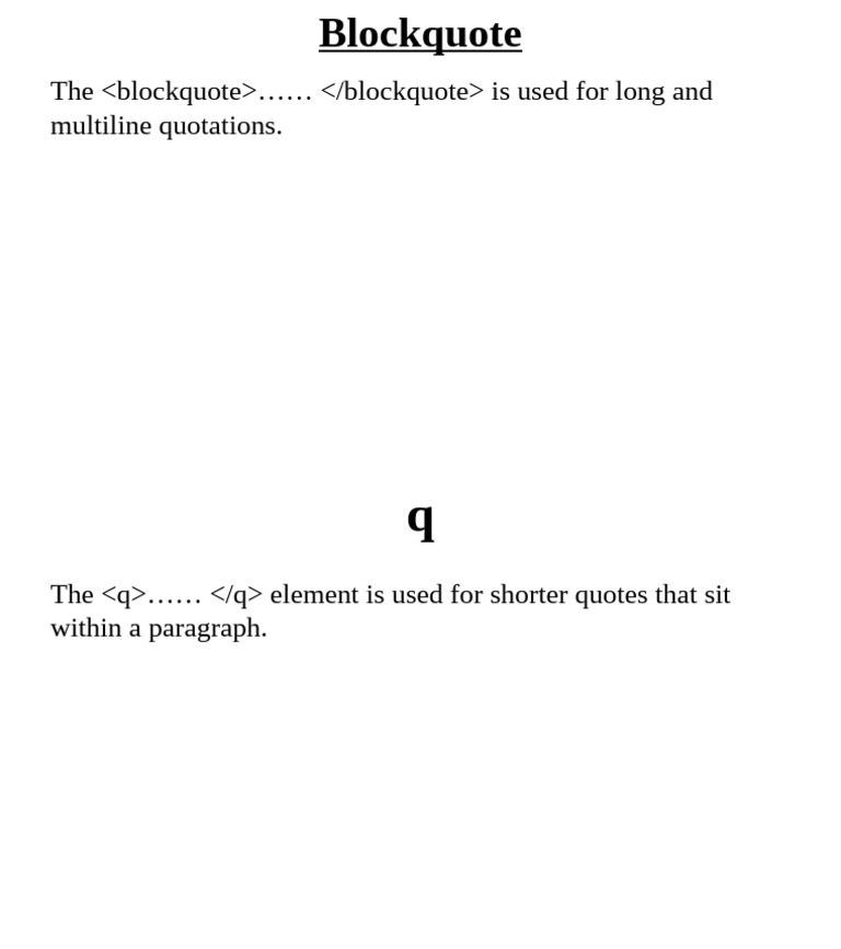 19. Blockquote and q | PDF