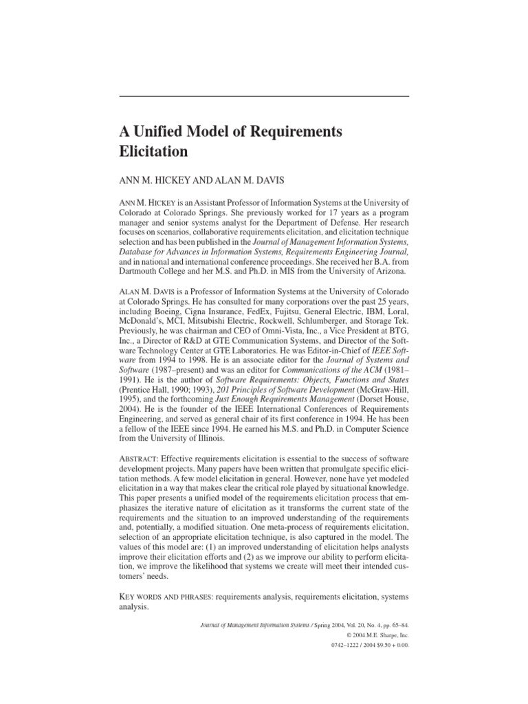 Unified Model for Requirements Elicitation | PDF | Methodology ...