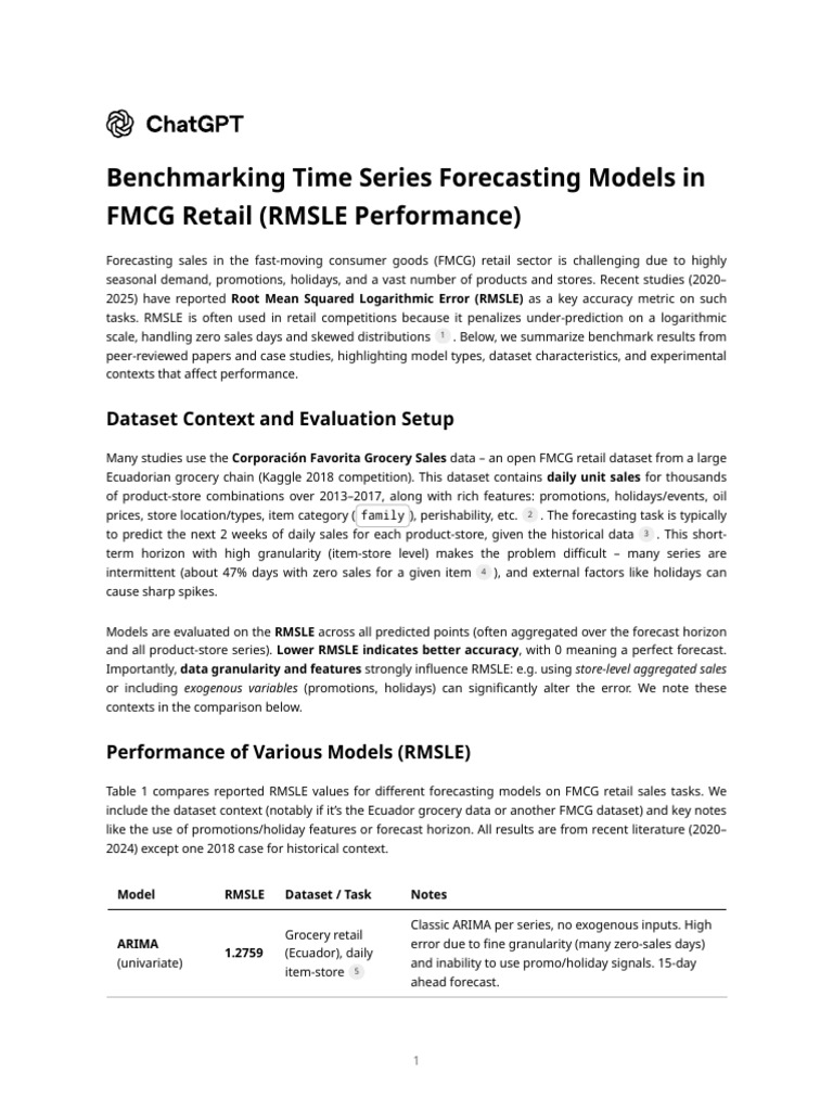 FMCG Retail Sales Forecasting Models | PDF | Forecasting ...