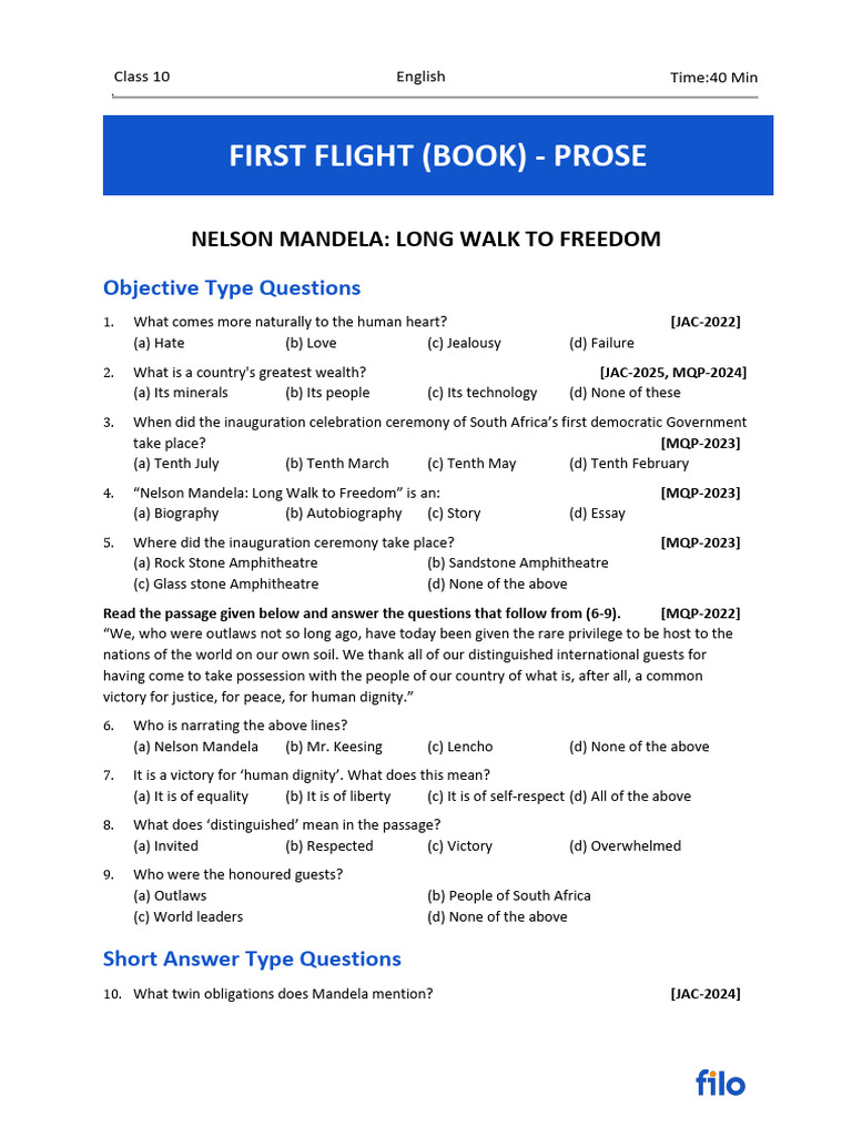 Nelson Mandela: Freedom Quiz Questions | PDF | Chess Theory | Chess