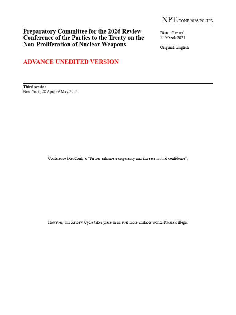 UK Draft NPT National Report 2026 | PDF | Treaty On The Non ...