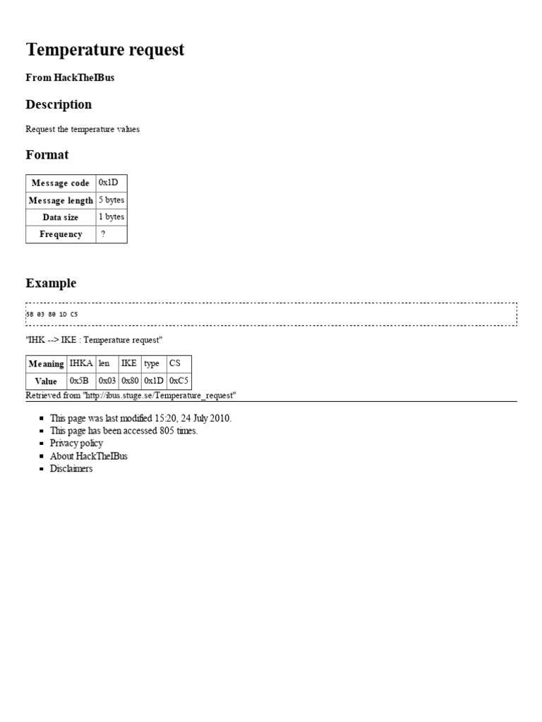 Temperature Request - HackTheIBus | PDF
