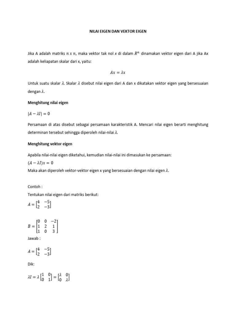 Menghitung Nilai dan Vektor Eigen | PDF
