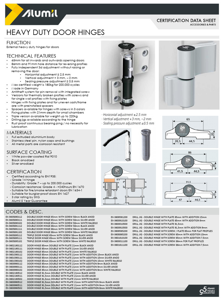 CDS Door Hinges Heavy Duty (+FR,BG Doors) | PDF | Door | Corrosion