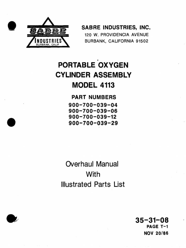 Portable Oxygen Cylinder Assembly Manual | PDF | Valve | Piston