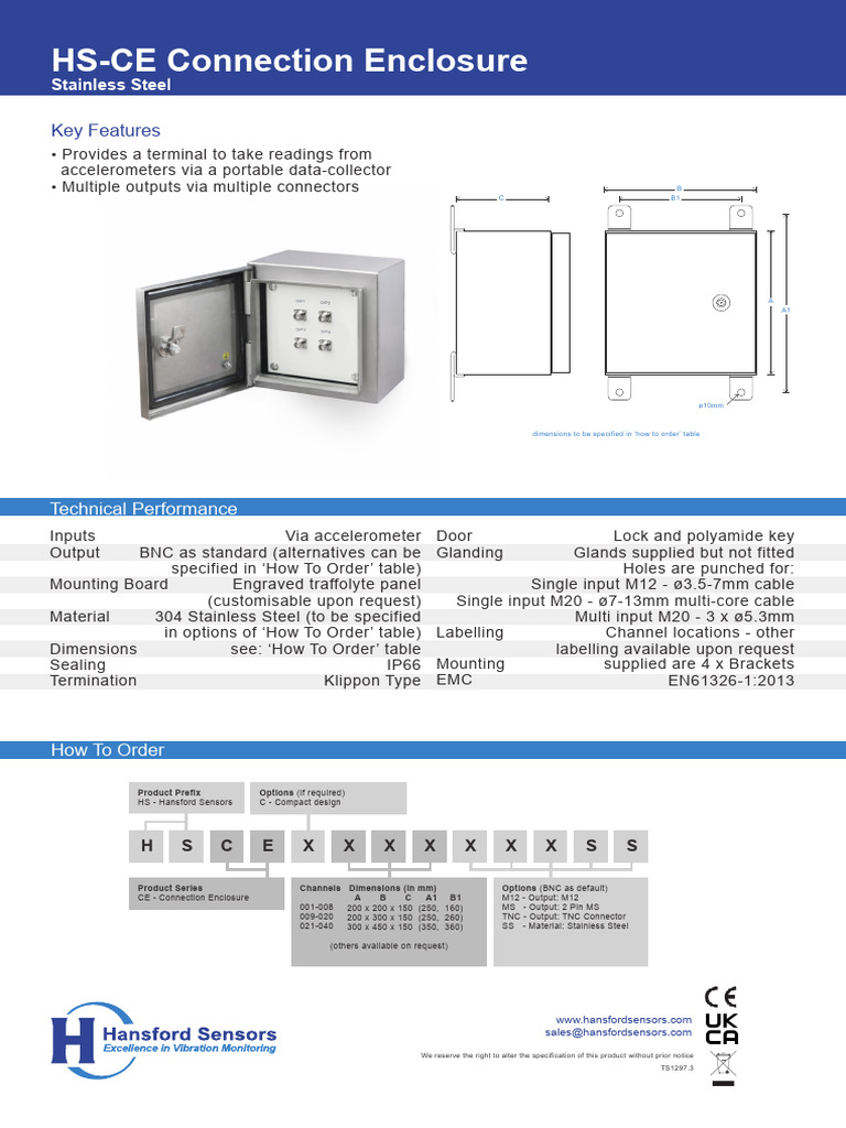 HS-CE Connection Enclosure Specs | PDF | Electrical Engineering ...