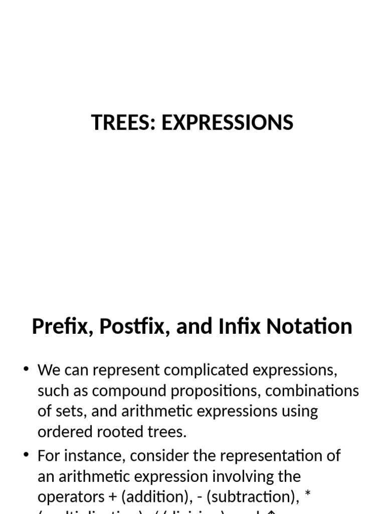 Tree Representations of Expressions | PDF | Notation | Mathematical ...