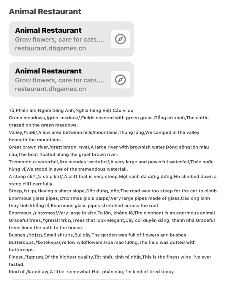 Animal Restaurant | PDF