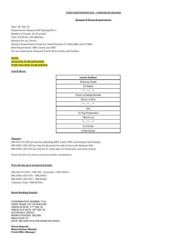 Function Prospectus - 18th Dec | PDF