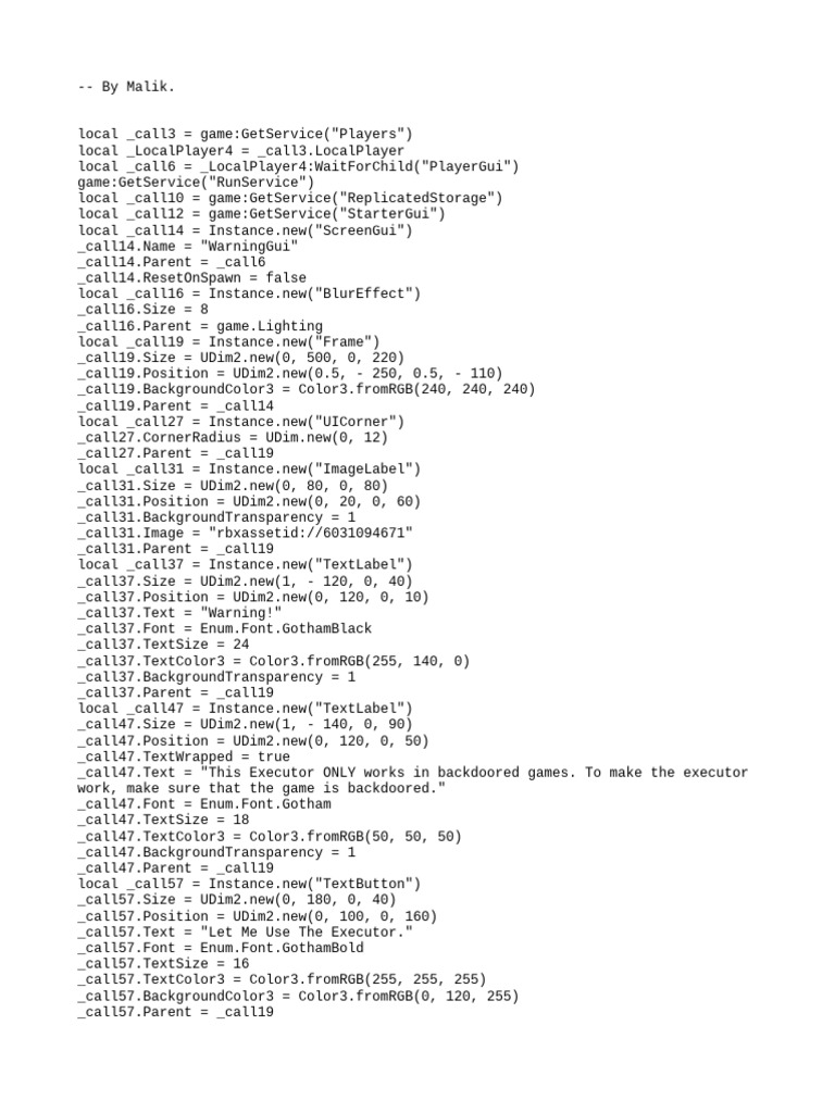 Roblox Executor Warning GUI Script | PDF | Written Communication ...