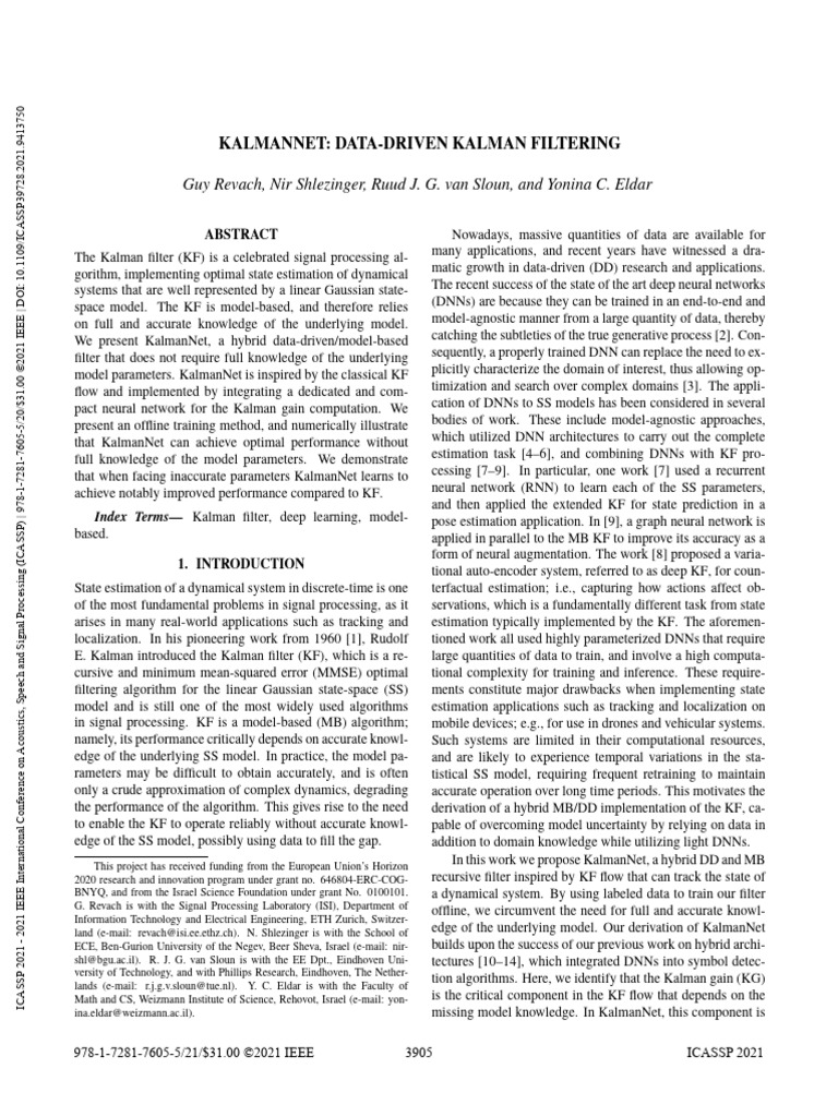 KalmanNet: Hybrid Data-Driven Filtering | PDF | Deep Learning | Kalman ...