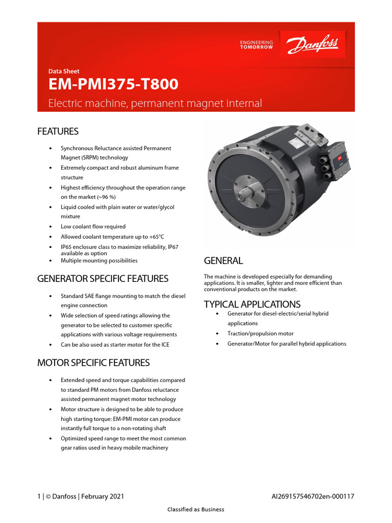 EM-PMI375-T800 Electric Machine Data Sheet | PDF | Electric Motor ...