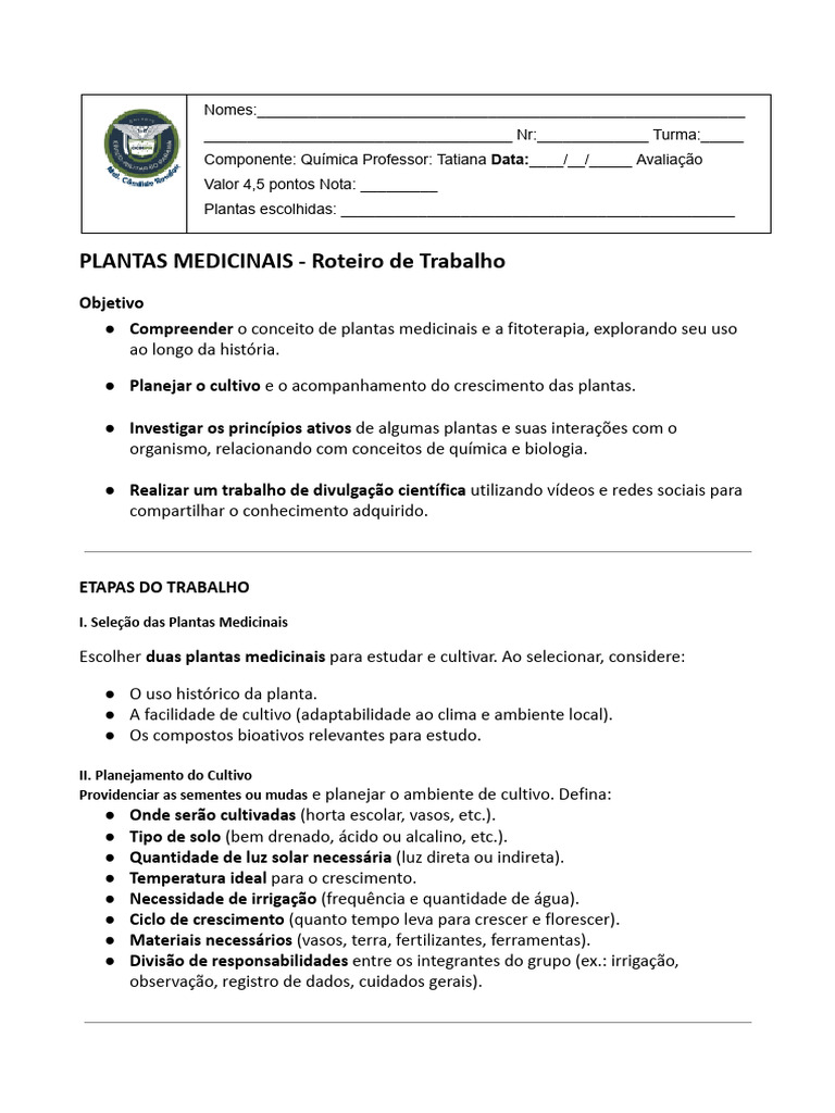 Cultivo e Pesquisa de Plantas Medicinais | PDF | Agricultura | Plantas