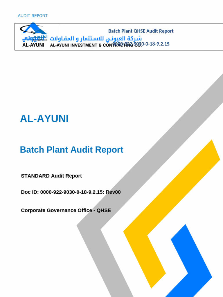 QHSE Audit Report for Batch Plant | PDF | Audit | Auditor's Report