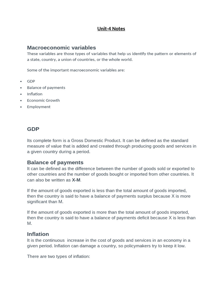Macroeconomic Variables Overview | PDF | Measures Of National Income ...