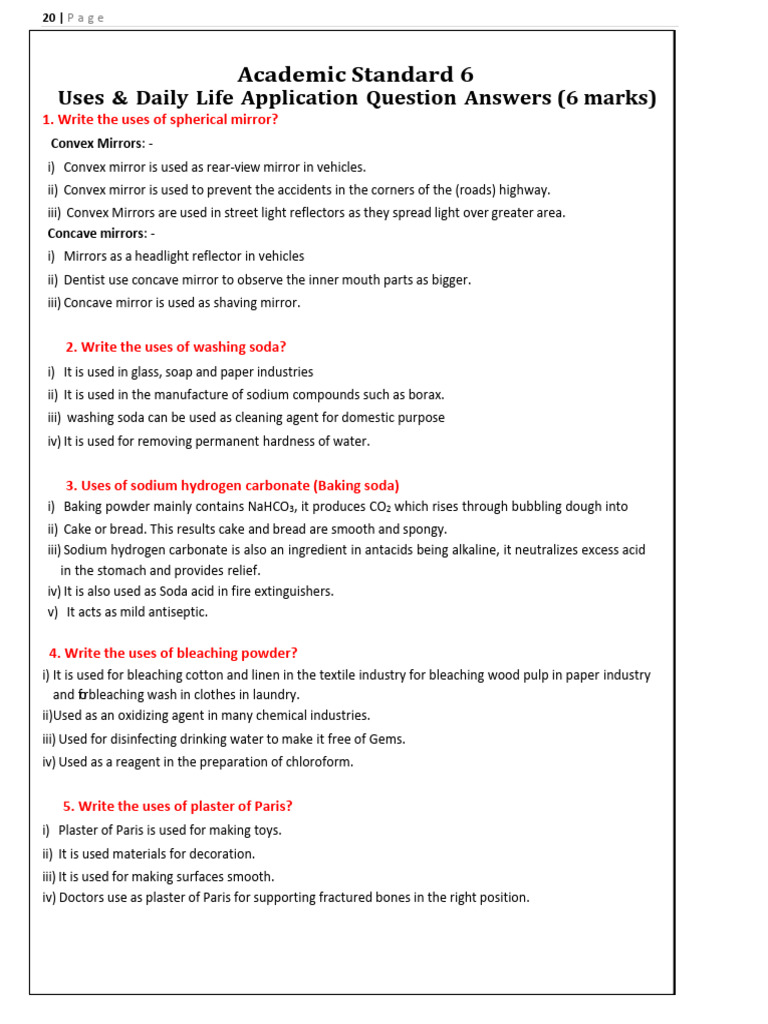 Daily life application QUESTION& ANSWERS. | PDF | Sodium Bicarbonate ...