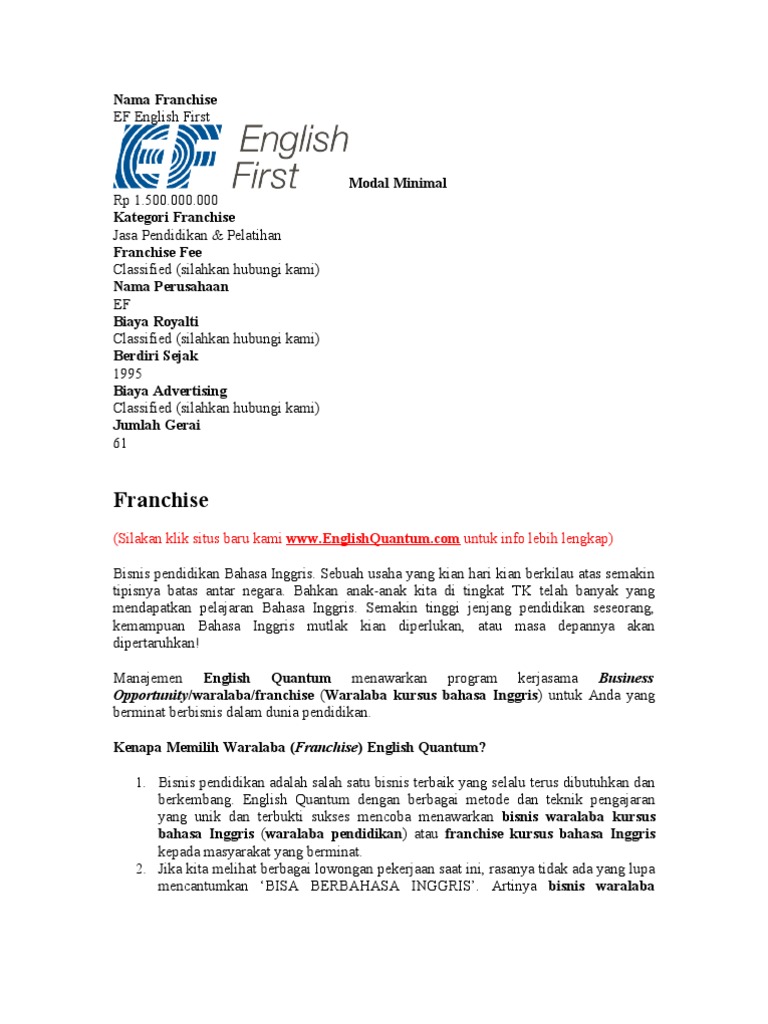 Nama Franchise Lemb Bimb Inggris