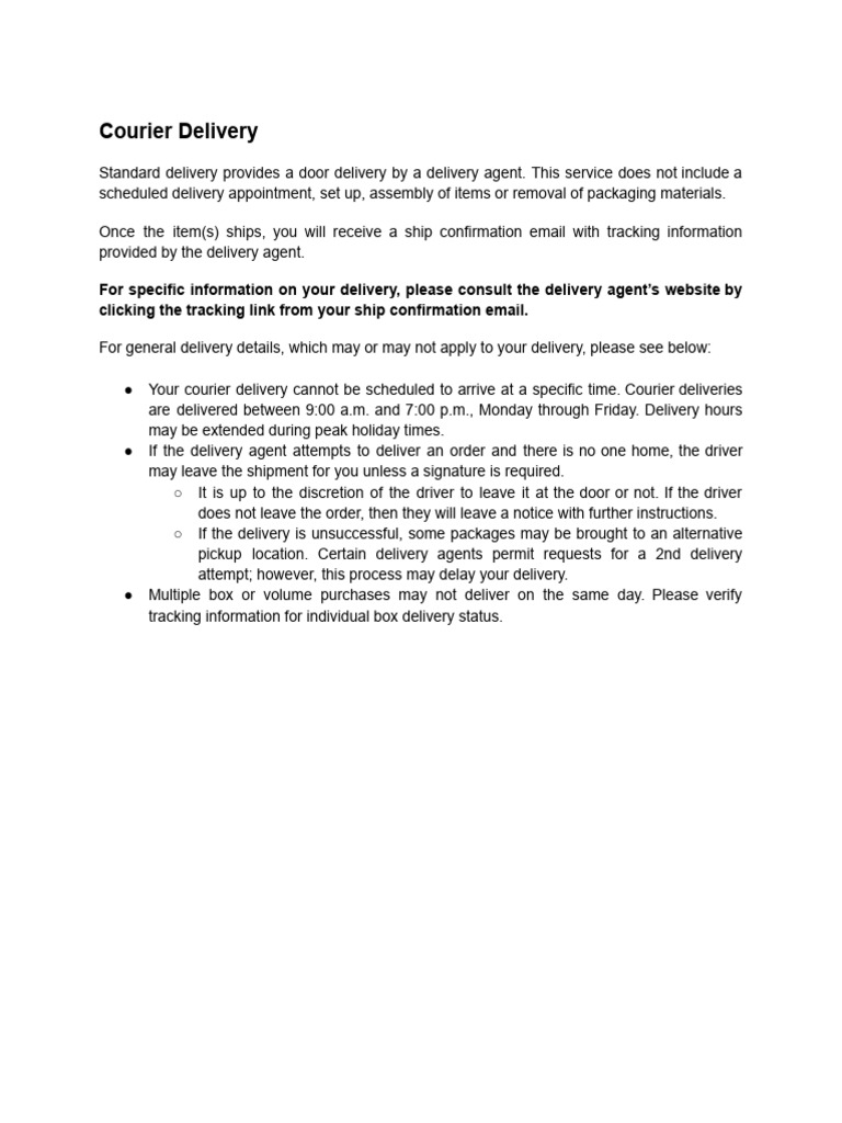 Courier Delivery Guidelines and Details | PDF