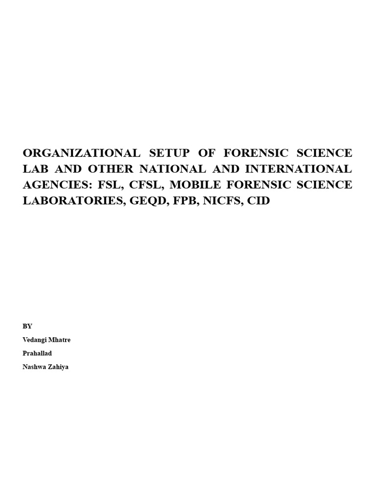 Forensic Science Lab Organization Overview | PDF | Forensic Science ...
