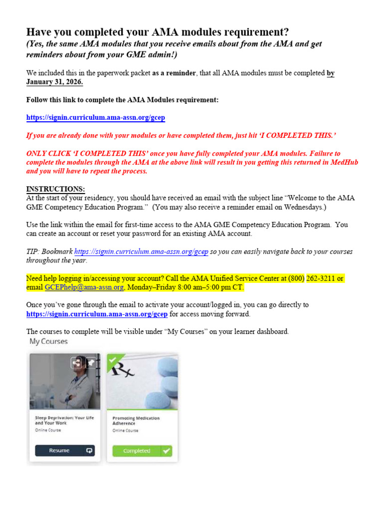 Complete Your AMA Modules by Jan 2026 | PDF