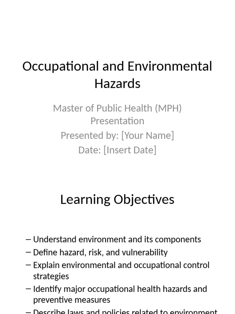 Occupational and Environmental Health Hazards | PDF | Occupational ...