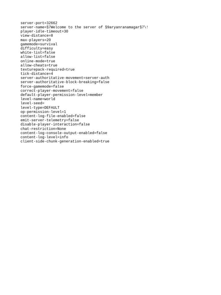Minecraft Server Configuration Settings | PDF