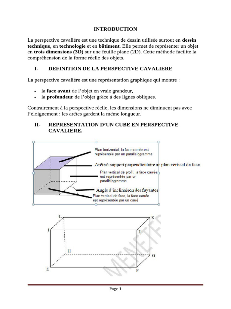 Introduction à la perspective cavalière | PDF | Perspective ...