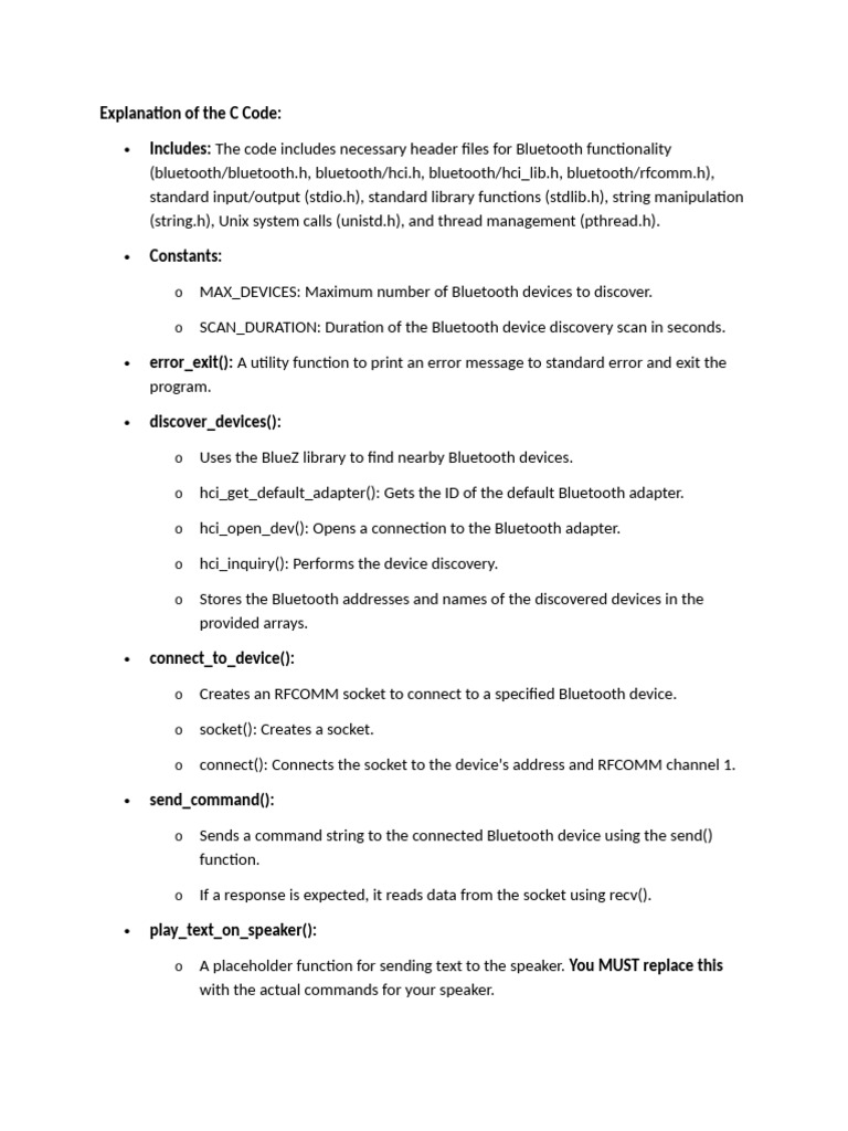 Bluetooth Device Interaction in C Code | PDF | Bluetooth | Software ...