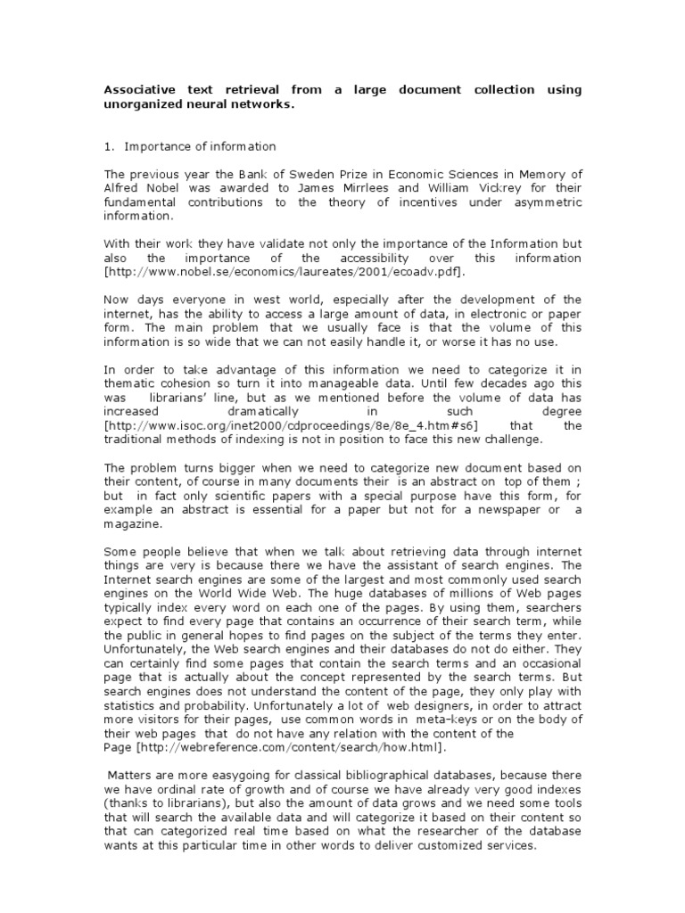 Associative Text Retrieval From A Large Document Collection Using ...