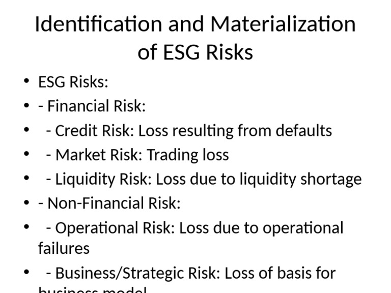 Identifying ESG Financial and Non-Financial Risks | PDF