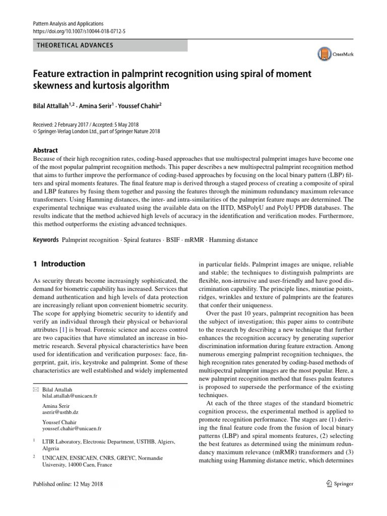 Enhanced Palmprint Recognition Method | PDF | Fingerprint | Signal ...