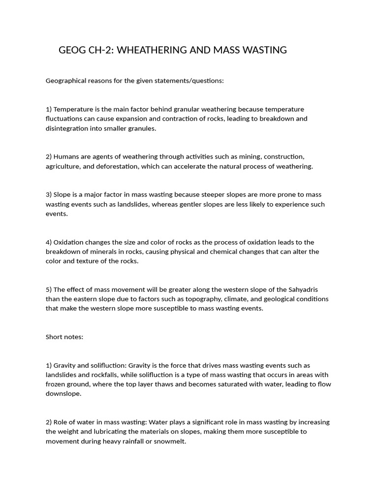 GEOG 2 and 3 | PDF | Weathering | Erosion